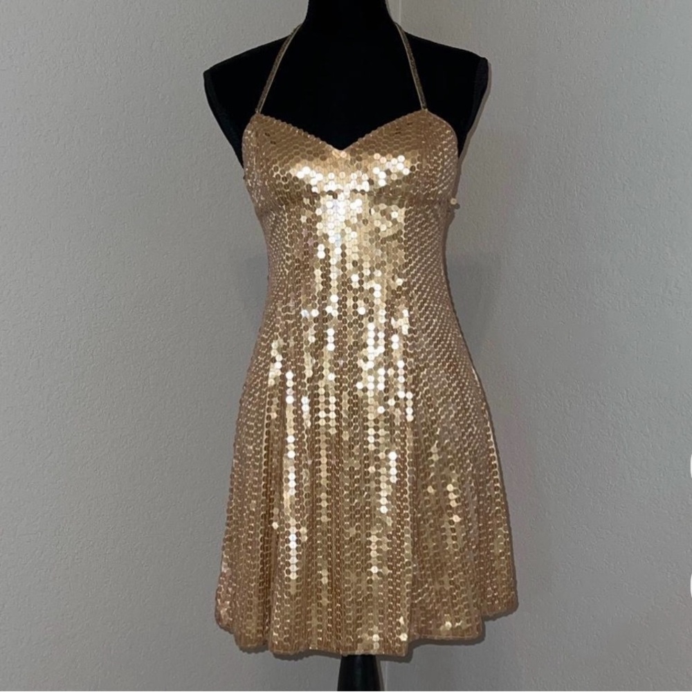 vintage gold sequin mini dress